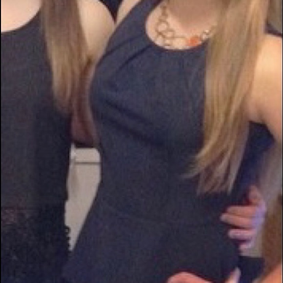 Navy blue peplum top - Picture 2 of 5